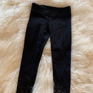 Ivivva black leggings with silver dots, size 8